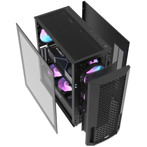 DarkFlash DF2100 ATX Mid Tower Gaming Case with 4 ARGB Fans – Black - Image 2