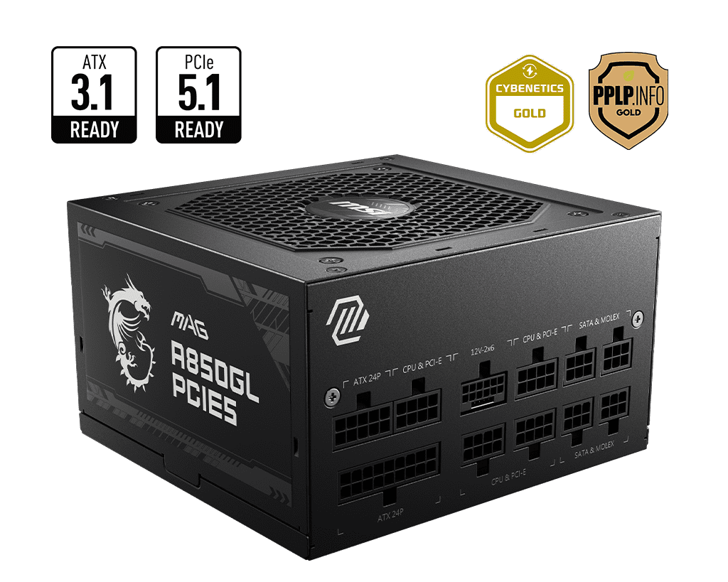 MSI MAG A850GL 850W 80+ Gold PSU – Fully Modular ATX Power Supply 5 MSI MAG A850GL 850W 80+ Gold PSU – Fully Modular ATX Power Supply - Image 5