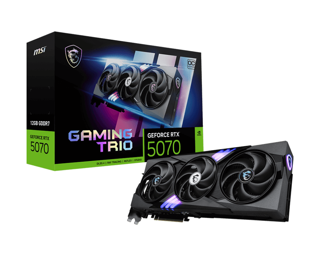 MSI RTX 5070 GAMING TRIO OC 12GB GDDR7 graphics card front view
