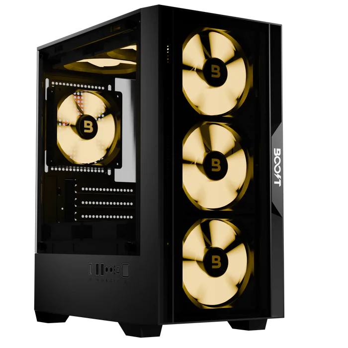 Boost Essential Series E200 Mid Tower Case – 4 Pre-Installed ARGB Fans Tempered Glass - Image 5