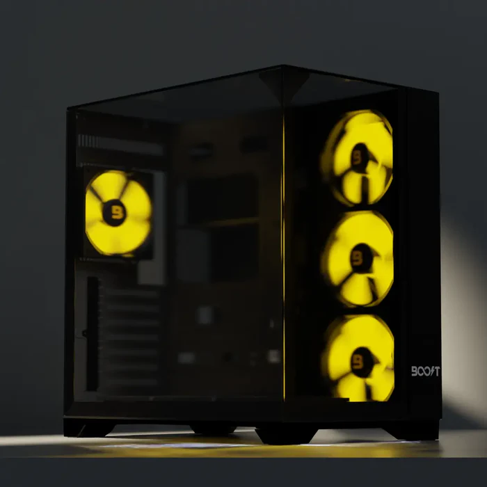 Boost Elite Series X200 Mid Tower Gaming Case – 4 ARGB Fans, Tempered Glass, High Airflow