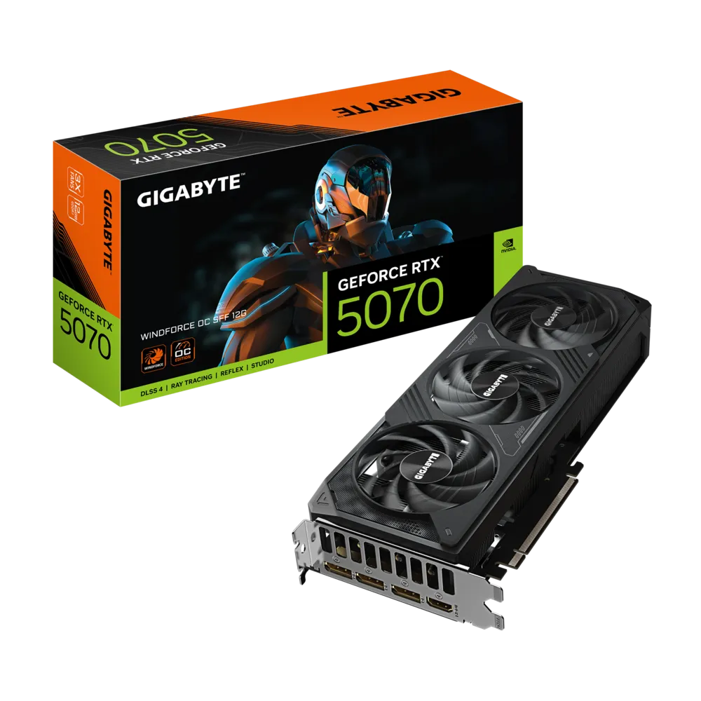 Gigabyte RTX 5070 WINDFORCE OC SFF 12GB – Compact High‑Performance GPU 1 RTX 5070 WINDFORCE OC SFF 12GB graphics card front view