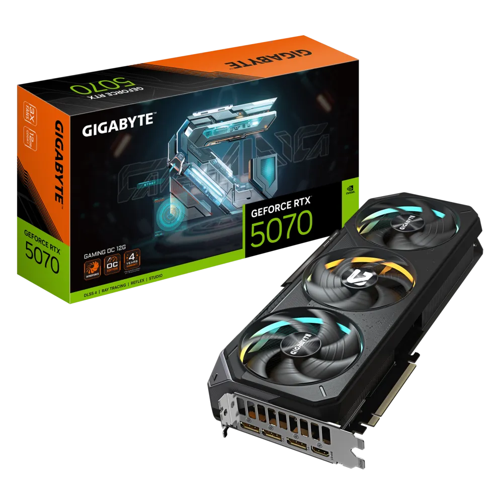 Gigabyte GeForce RTX 5070 GAMING OC 12G – High-Performance Ray Tracing GPU 1 Gigabyte RTX 5070 GAMING OC 12GB graphics card front view