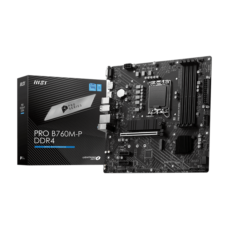 MSI B760M‑P DDR4 motherboard LGA1700 micro‑ATX layout