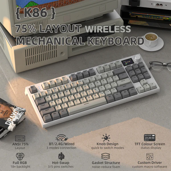Attack Shark K86 Wireless RGB Mechanical Keyboard – 75% Tri‑Mode with Smart TFT Display - Image 11