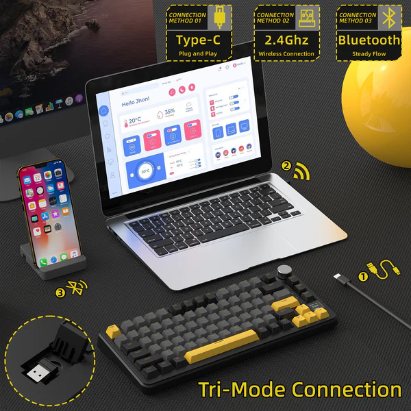 Attack Shark X85 Pro Wireless Mechanical Gaming Keyboard – 75% Tri‑Mode TKL with Smart TFT Screen 9 Attack Shark X85 Pro Wireless Mechanical Gaming Keyboard – 75% Tri‑Mode TKL with Smart TFT Screen - Image 9