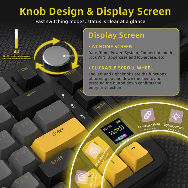 Attack Shark X85 Pro Wireless Mechanical Gaming Keyboard – 75% Tri‑Mode TKL with Smart TFT Screen 10 Attack Shark X85 Pro Wireless Mechanical Gaming Keyboard – 75% Tri‑Mode TKL with Smart TFT Screen - Image 10
