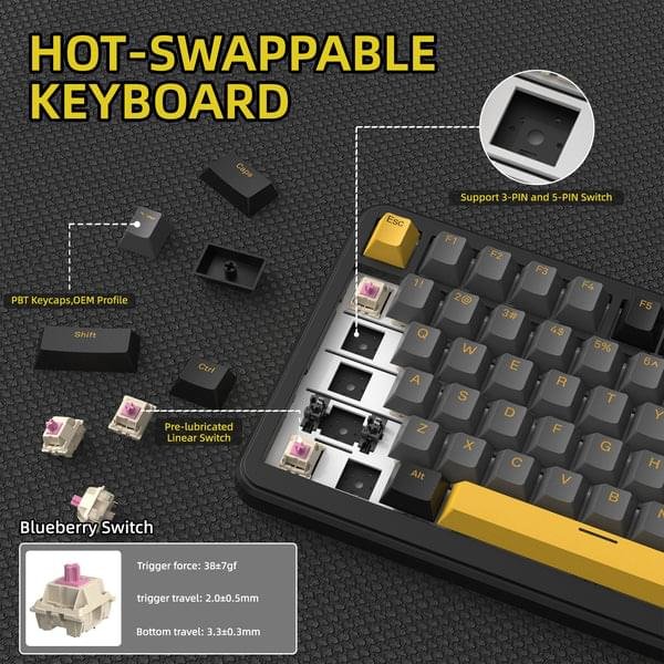 Attack Shark X85 Pro Wireless Mechanical Gaming Keyboard – 75% Tri‑Mode TKL with Smart TFT Screen 7 Attack Shark X85 Pro Wireless Mechanical Gaming Keyboard – 75% Tri‑Mode TKL with Smart TFT Screen - Image 7