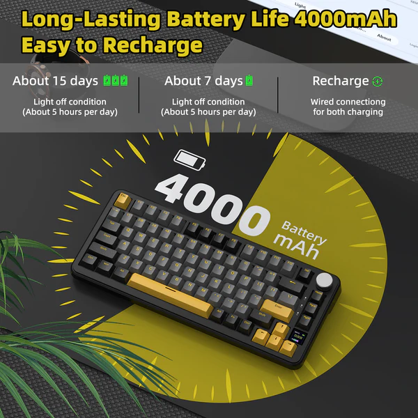 Attack Shark X85 Pro Wireless Mechanical Gaming Keyboard – 75% Tri‑Mode TKL with Smart TFT Screen 5 Attack Shark X85 Pro Wireless Mechanical Gaming Keyboard – 75% Tri‑Mode TKL with Smart TFT Screen - Image 5