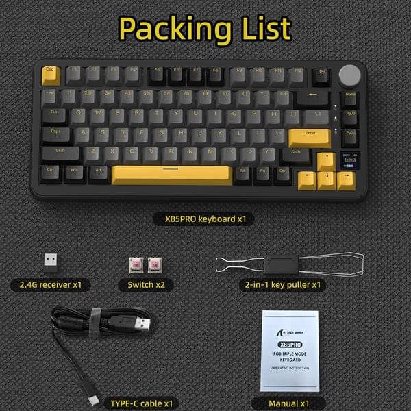 Attack Shark X85 Pro Wireless Mechanical Gaming Keyboard – 75% Tri‑Mode TKL with Smart TFT Screen 4 Attack Shark X85 Pro Wireless Mechanical Gaming Keyboard – 75% Tri‑Mode TKL with Smart TFT Screen - Image 4