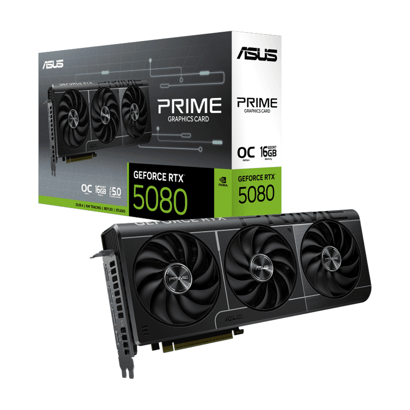 ASUS PRIME RTX 5080 16GB GDDR7 graphics card front view
