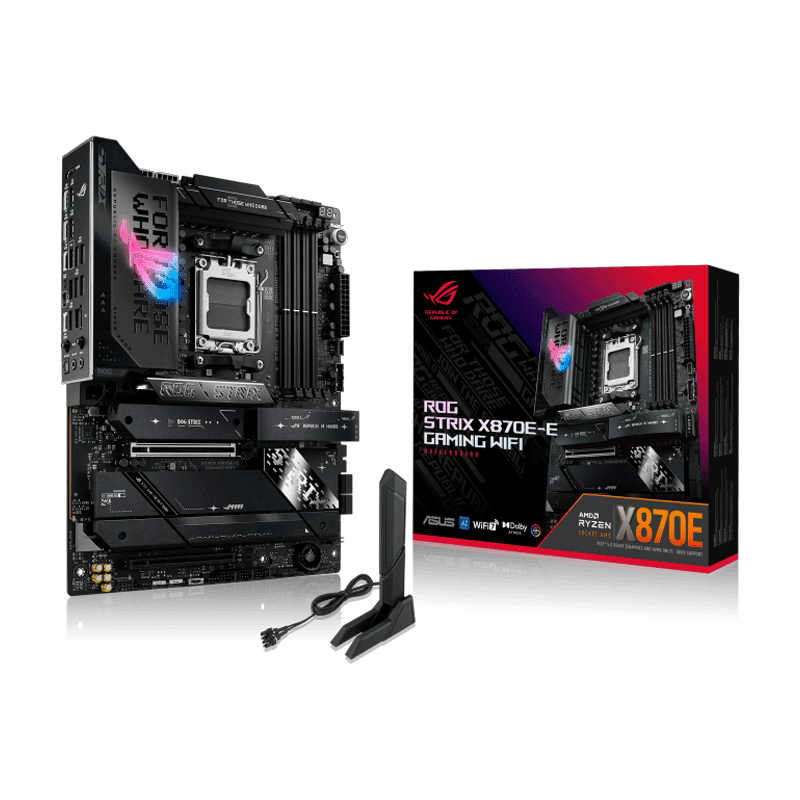 ASUS ROG STRIX X870E‑E GAMING WIFI motherboard AM5 DDR5 layout