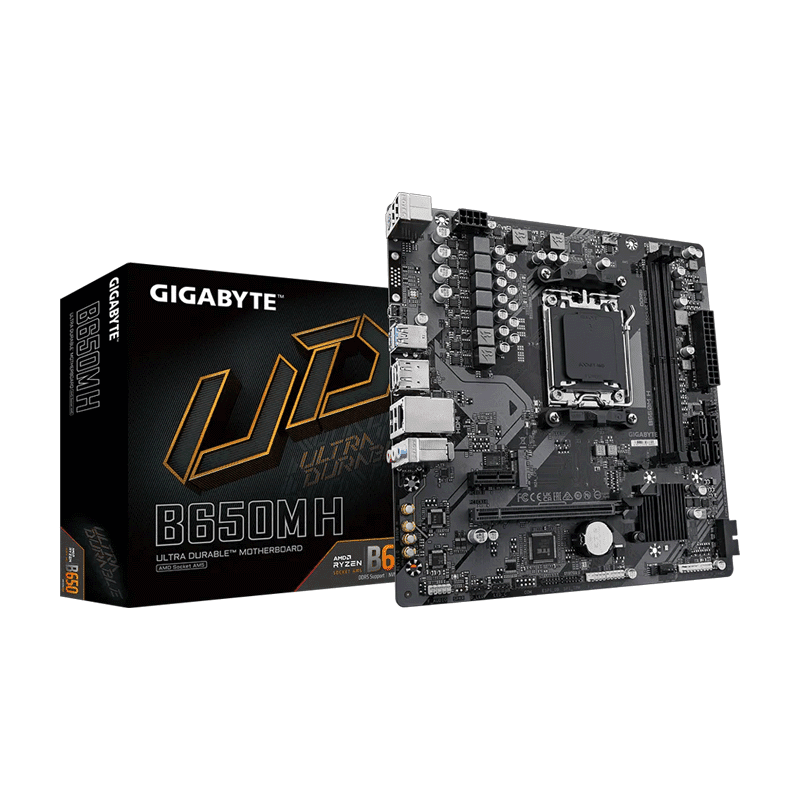 Gigabyte B650M H DDR5 motherboard AM5 micro‑ATX layout