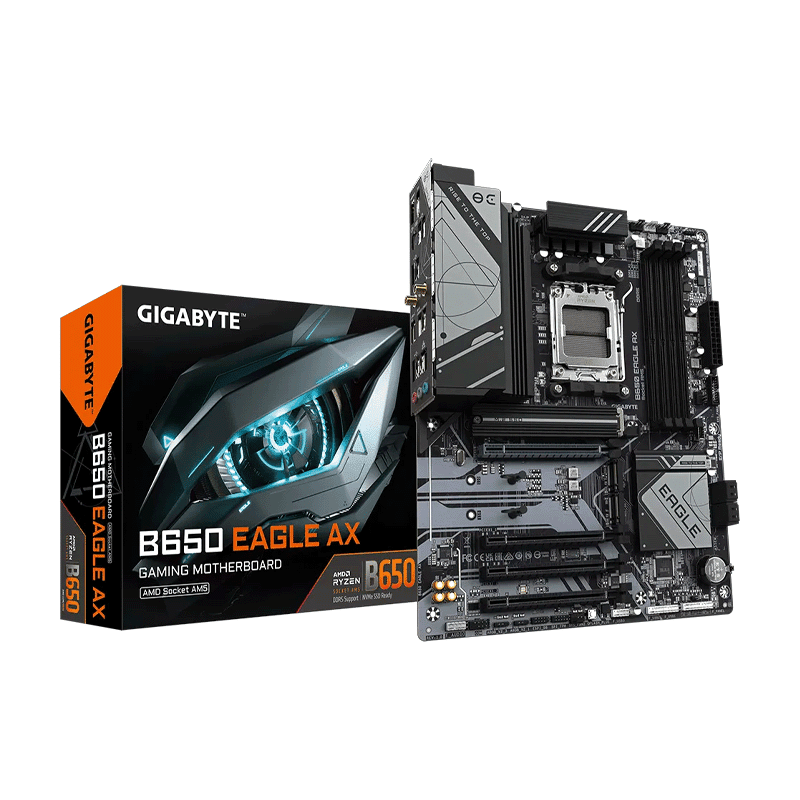 B650 Eagle AX DDR5 Motherboard – Gigabyte AM5 Gaming & Connectivity 1 Gigabyte B650 Eagle AX DDR5 motherboard AM5 layout