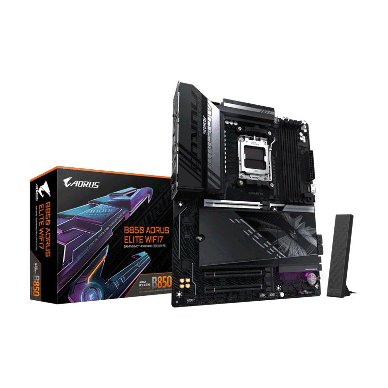 Gigabyte B850 AORUS Elite WiFi7 DDR5 Motherboard – AM5 Gaming & Productivity 1 Gigabyte B850 AORUS Elite WiFi7 DDR5 motherboard AM5 layout
