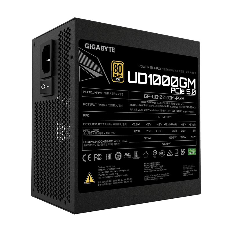 Gigabyte UD1000GM PG5 1000W 80+ Gold Fully Modular Power Supply 2 Gigabyte UD1000GM PG5 1000W 80+ Gold Fully Modular Power Supply - Image 2