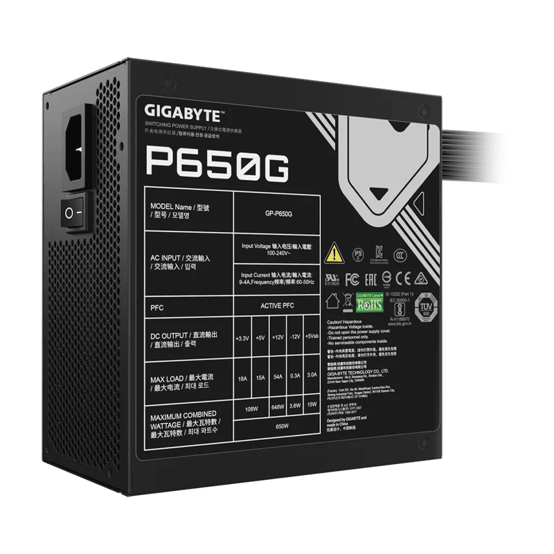 Gigabyte GP-P650G 650W 80+ Gold Fully Modular Power Supply 2 Gigabyte GP-P650G 650W 80+ Gold Fully Modular Power Supply - Image 2