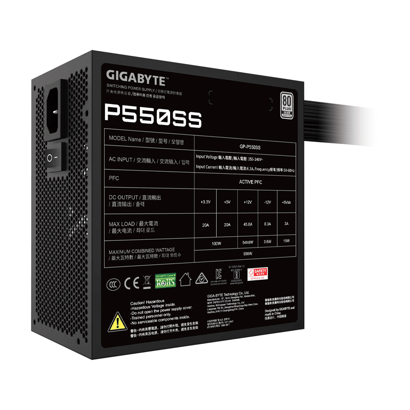 Gigabyte GP‑P550SS 550W 80+ Bronze Power Supply – Reliable ATX PSU for Gaming & PC Builds 2 Gigabyte GP‑P550SS 550W 80+ Bronze Power Supply – Reliable ATX PSU for Gaming & PC Builds - Image 2
