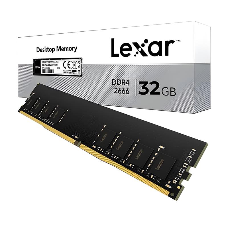 Lexar 32GB DDR4 2666MHz Desktop RAM – Reliable Memory for Performance 1 Lexar 32GB DDR4 2666MHz desktop RAM kit