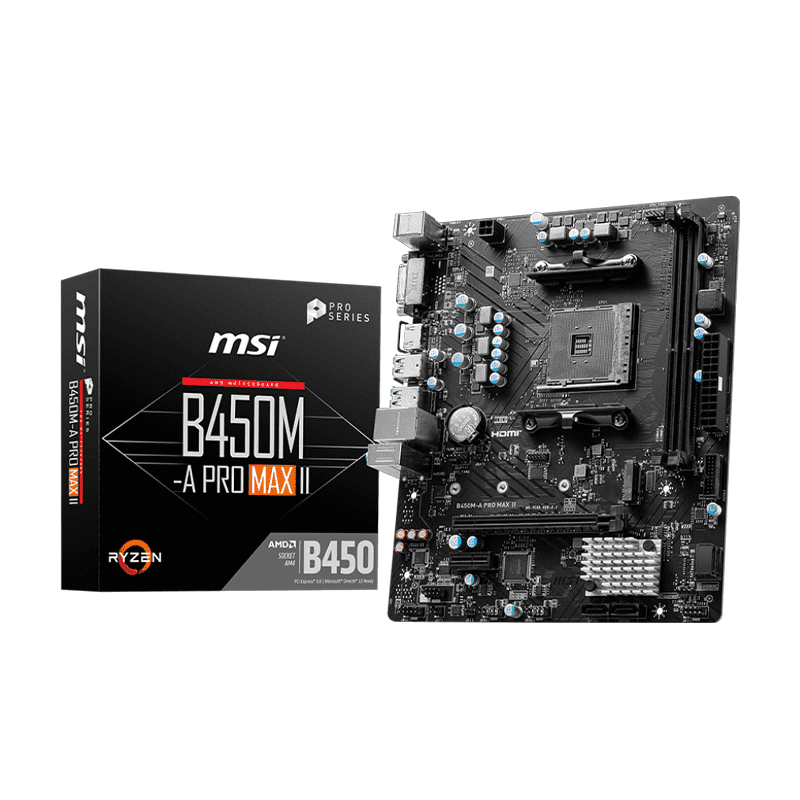 MSI B450M-A PRO MAX II Motherboard mATX AMD AM4 1 MSI B450M-A PRO MAX II micro-ATX motherboard AM4