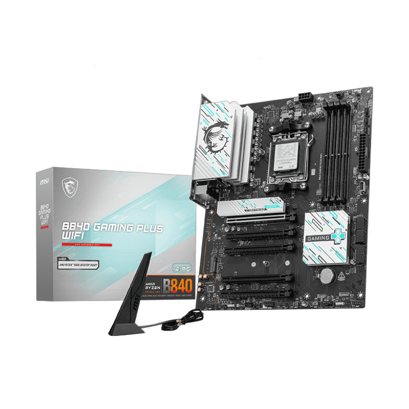 MSI B840 GAMING PLUS WIFI Motherboard ATX AMD AM5 DDR5 1 MSI B840 GAMING PLUS WIFI ATX AM5 motherboard with DDR5 support
