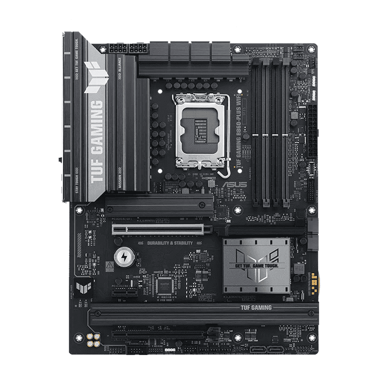 ASUS TUF Gaming B860-Plus WiFi DDR5 1 ASUS TUF Gaming B860-Plus WiFi DDR5 ATX motherboard front view