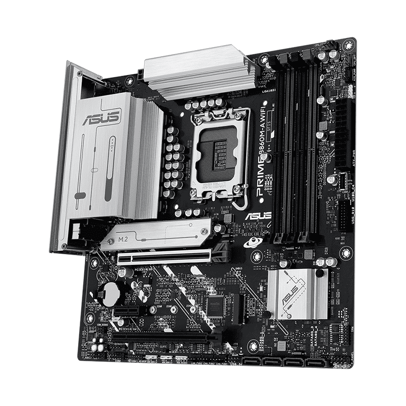 ASUS Prime B860M-A WiFi-CSM DDR5 Motherboard 1 ASUS Prime B860M-A WiFi-CSM DDR5 Micro-ATX motherboard front view
