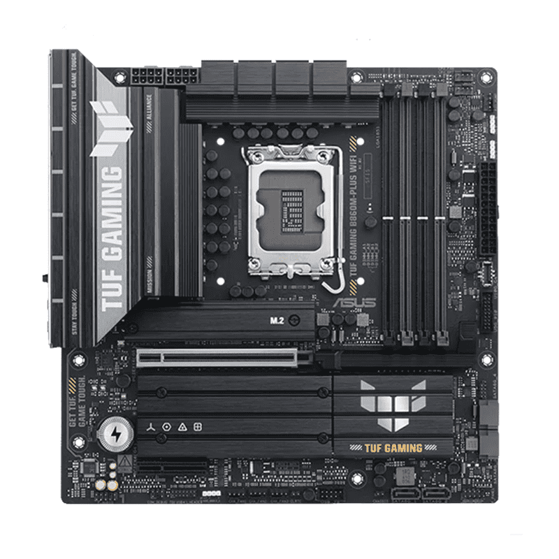 ASUS TUF Gaming B860M-Plus WiFi DDR5 Motherboard 1 ASUS TUF Gaming B860M-Plus WiFi DDR5 motherboard front view