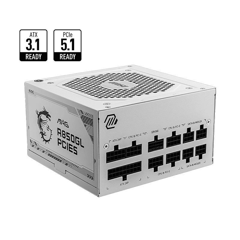 MAG A850GL PCIE5 WHITE 850W 80+ Gold Power Supply 1 MAG A850GL PCIE5 WHITE 850W 80 Plus Gold power supply