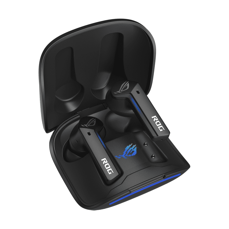 ROG Cetra True Wireless Gaming Earbuds black charging case