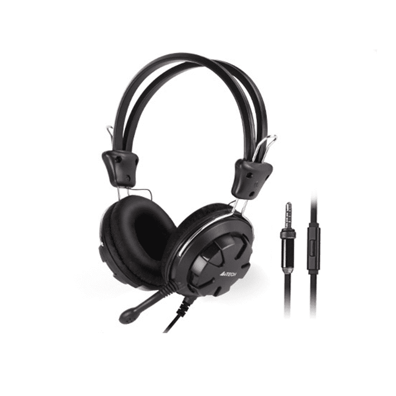 A4Tech HS‑28i black 4‑pin stereo headphone front view
