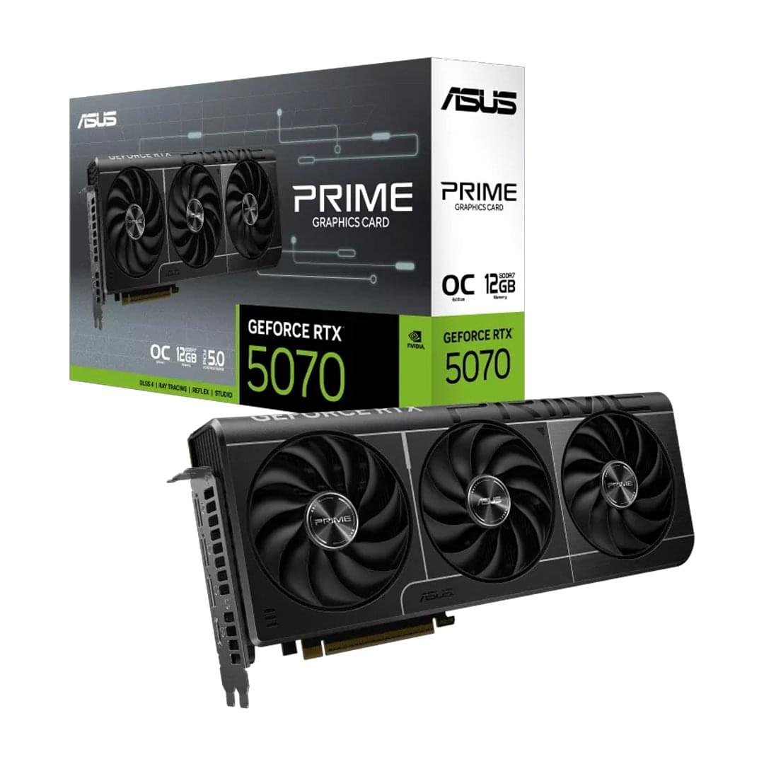 ASUS PRIME RTX 5070 12GB OC Edition – Premium Performance Gaming GPU 1 Graphics card with three cooling fans RTX 5070