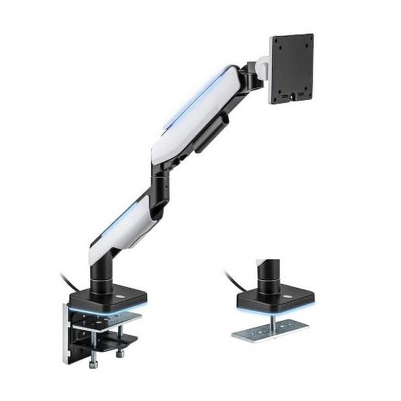 MXG HMA‑12R RGB Gaming Monitor Arm Matte White – Heavy Duty Ergonomic Desk Mount 1 MXG HMA‑12R RGB illuminated monitor arm